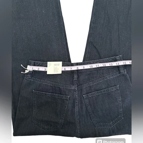 NWT Women's High-Rise Wide Leg Jeans Universal Thread Black 4 Cotton New Loose - Picture 9 of 16